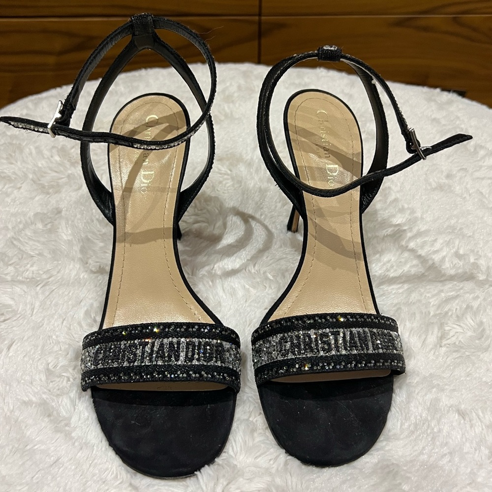 WOMENS DIOR DWAY GLITTER SANDAL HEEL size 40
